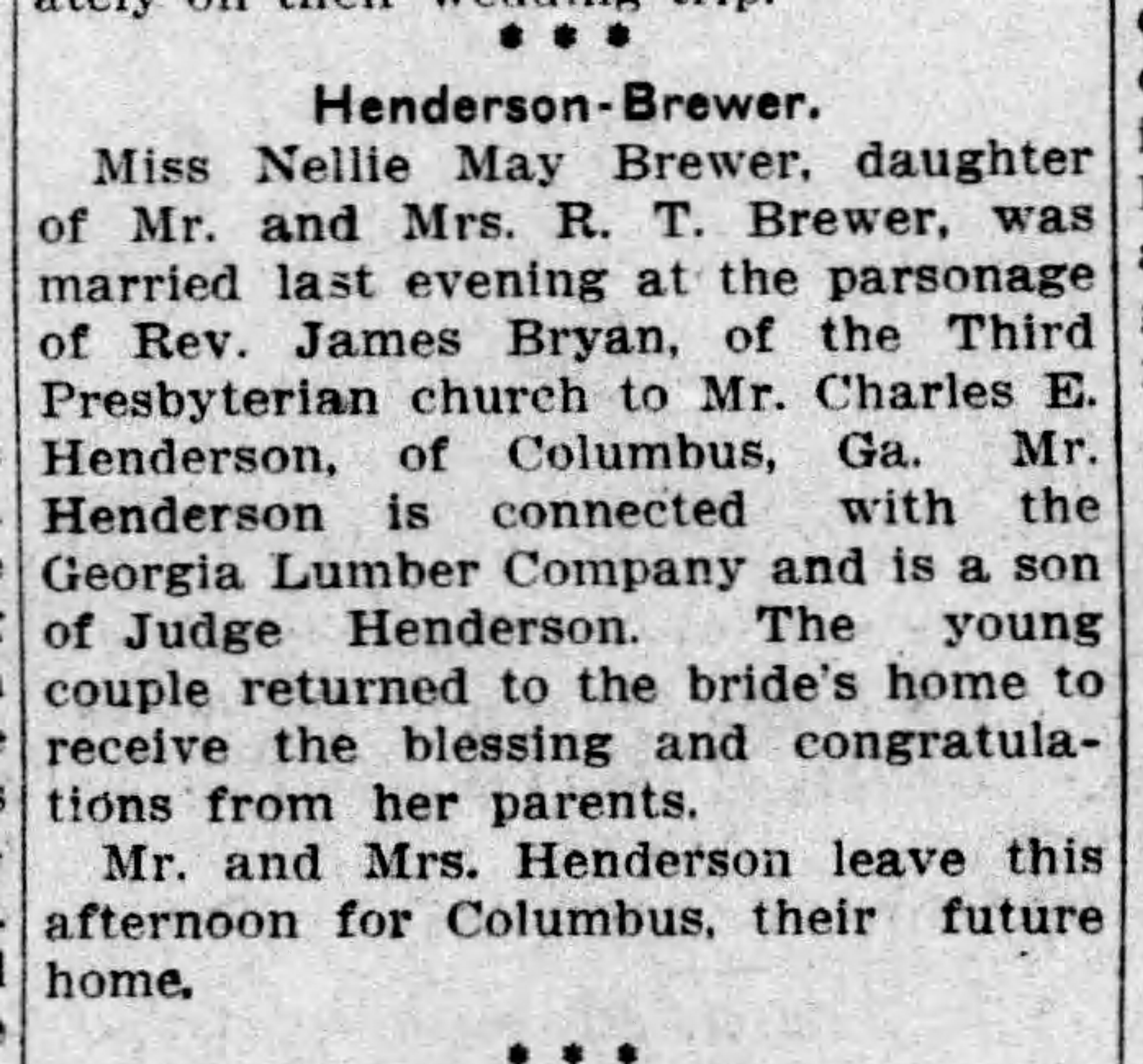 Nellie May Brewer-Charles E. Henderson